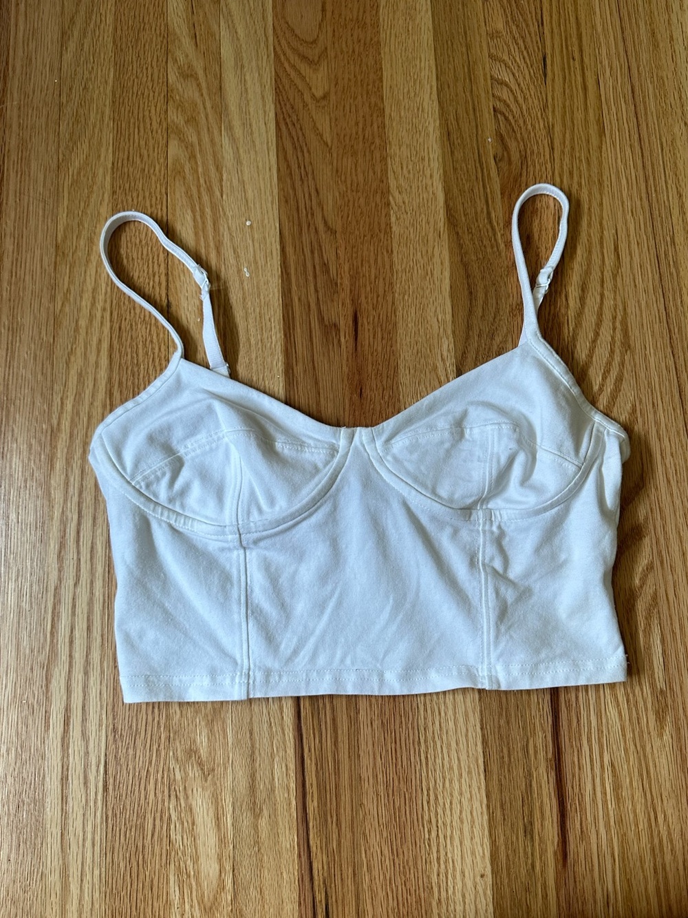 Aritzia TNA White Cropped Bustier Bralette Top